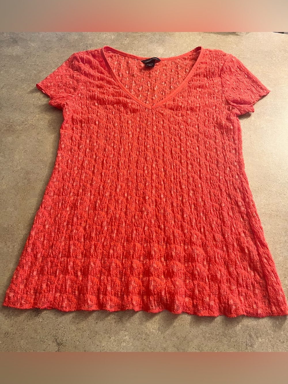 Moda Size M Lace Tee - Tomato Red - Victoria’s Secret Catalog- Never Worn